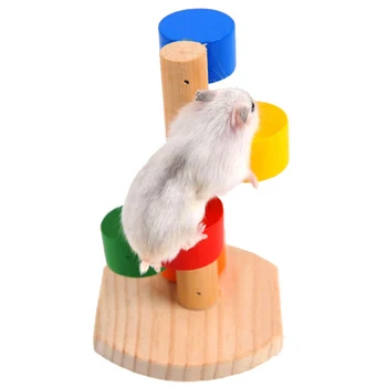 

Non Toxic Scaling Novelty Craft Bridge Wooden Molar Animal Random Color Ladder Swivel Colorful Pet Toy Fun Play