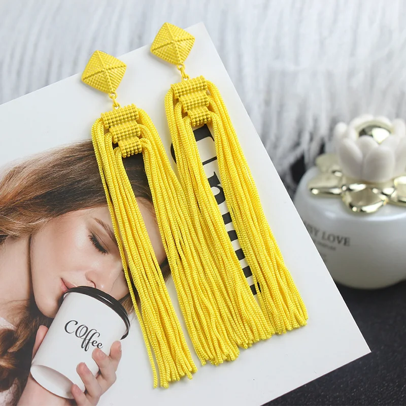 Dangle Earrings Drop Earrings Long Earrings Crystal Tassel Earrings Long Tassel Earrings Fashion Jewelry Bohemia Statement Summer Dangle Aesthetic Earrings for Women Accessories Korean Style