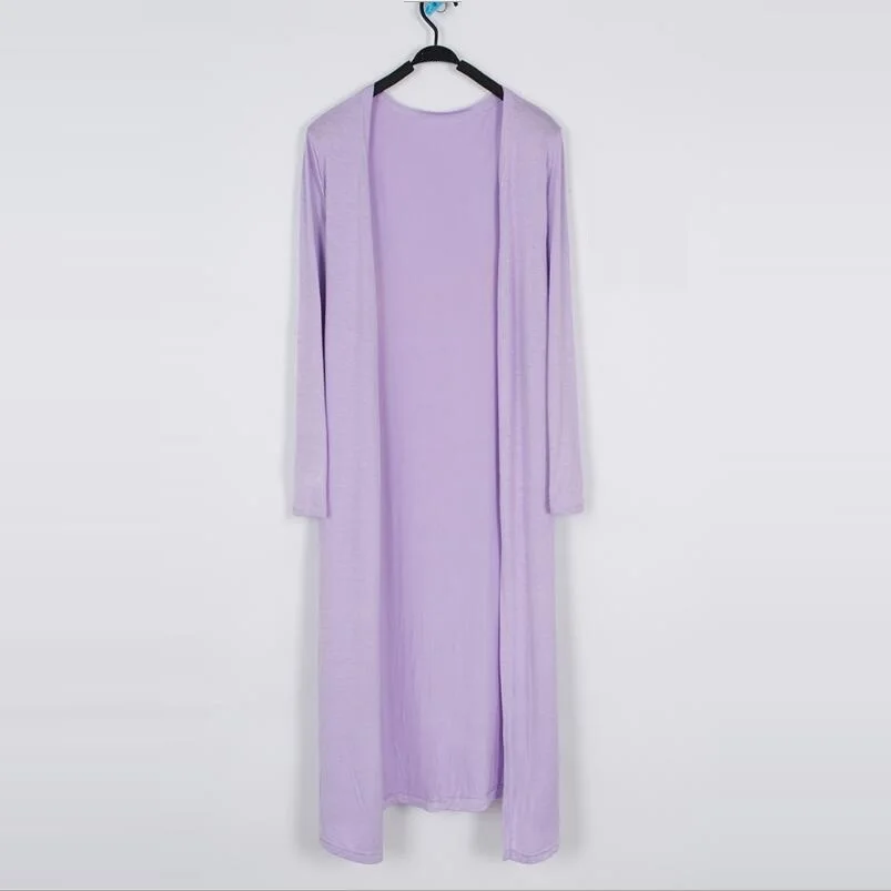 Cárdigan largo de algodón para mujer, suéter de manga larga, abrigo informal, prendas de vestir exteriores, 12 colores, verano y otoño - Imagen 5