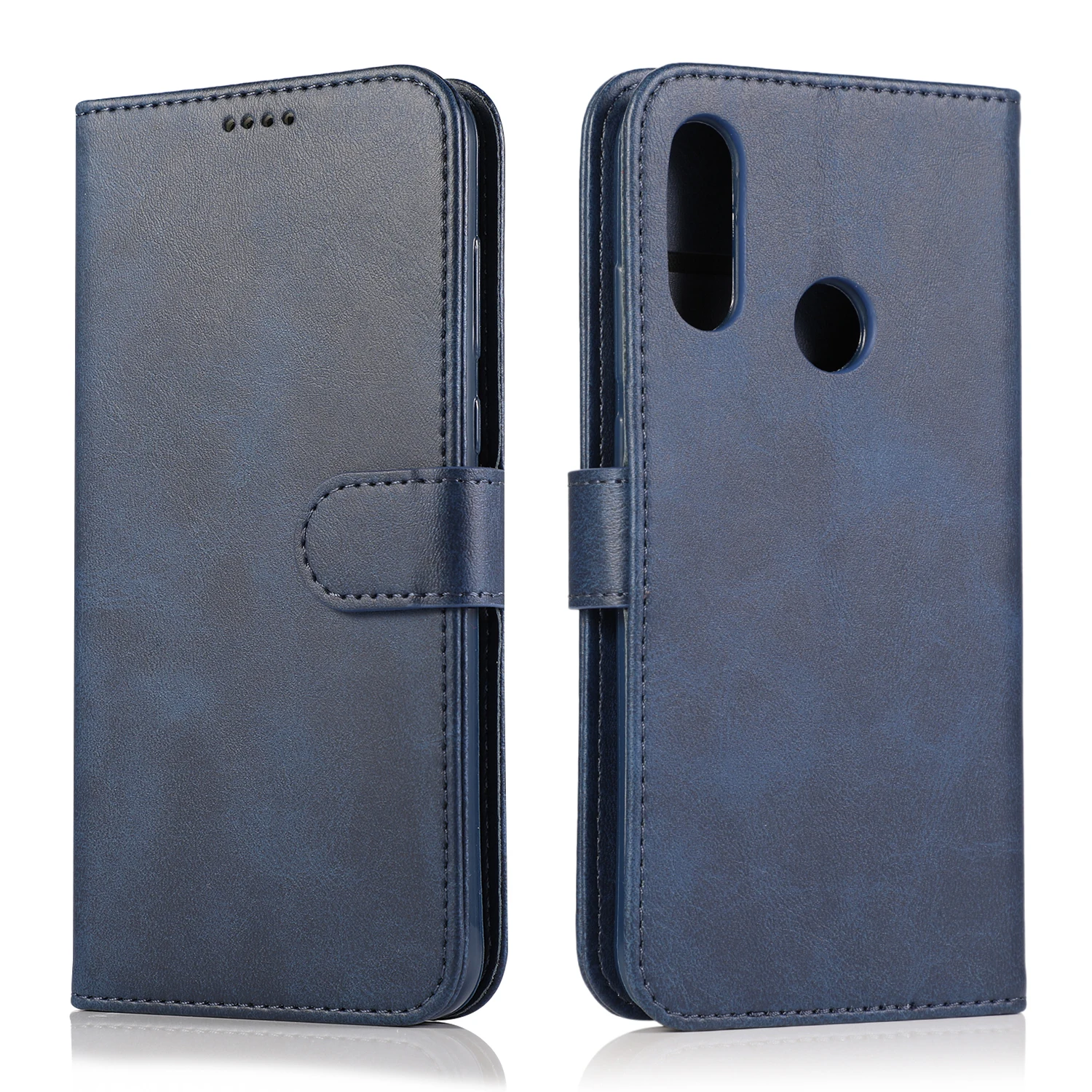 Синий Кожаный чехол для Honor 8A 7A 7C 9X Pro 8S 10i 10 Lite 8X 8C Чехол-книжка чехол на huawei P30 P20 Lite Y6 Y7 Prime Y5 - Цвет: Синий
