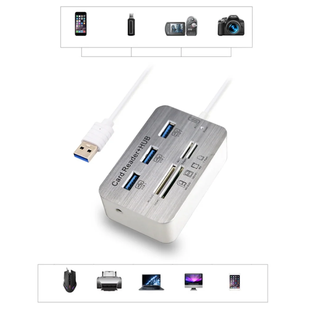 3 порта Высокоскоростной USB 3,0 концентратор TF безопасный цифровой кардридер сплиттер для телефона