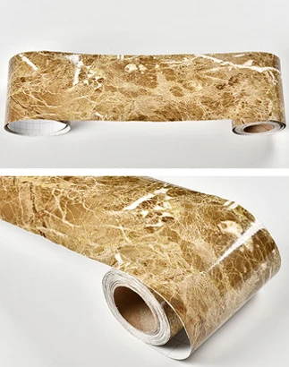 Marble AMB Марморный деревянный зерна линии талии Декор кожуры и самоклеящиеся обои Кухня Ванная комната Водонепроницаемая Настенная Наклейка-бордюр для пола подоконник - Цвет: Marble AMB