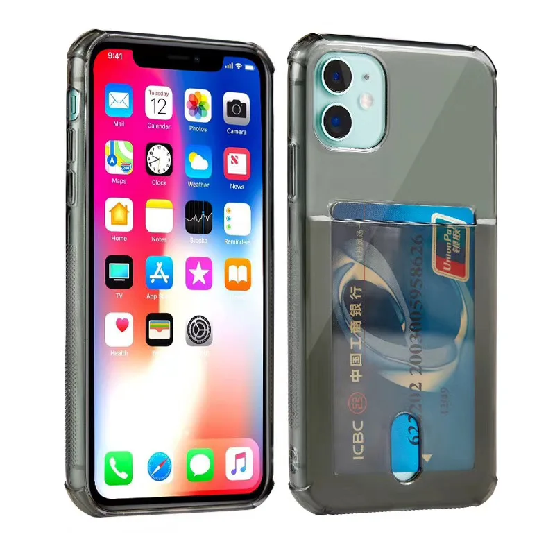 Прозрачный чехол для телефона с держателем карт iPhone 11 Pro отделением кредитных