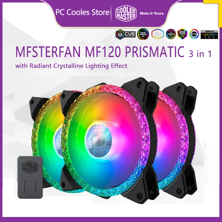Cooler Master MASTERFAN MF120 призматический 3-в-1 охлаждающий вентилятор 120 мм ARGB тихий Сияющий