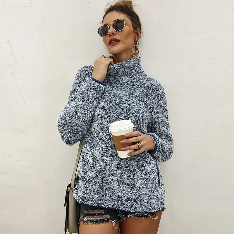 

Hoodies Women Sweatshirts Autumn Winter Long Sleeve Casual Pullover Solid Turtleneck Teddy Fleece Hoodie Sudaderas Para Mujer
