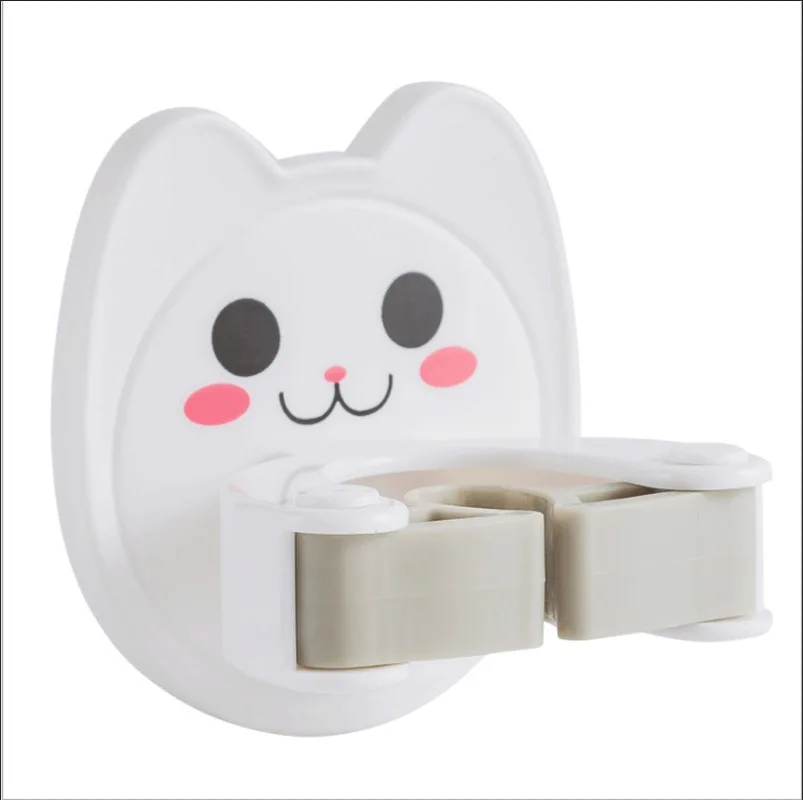 

Multi-functional Seemless Mop Clip Hole Punched Strong Adhesive Sucker Bathroom Rack Hook Hanging bu jia Mop Rack