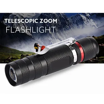 

LED Zoomable Flashlight Mini Torch Press The Tail Switch To Change 4 Modes Camping Light, Power By AAA/14550 Battery