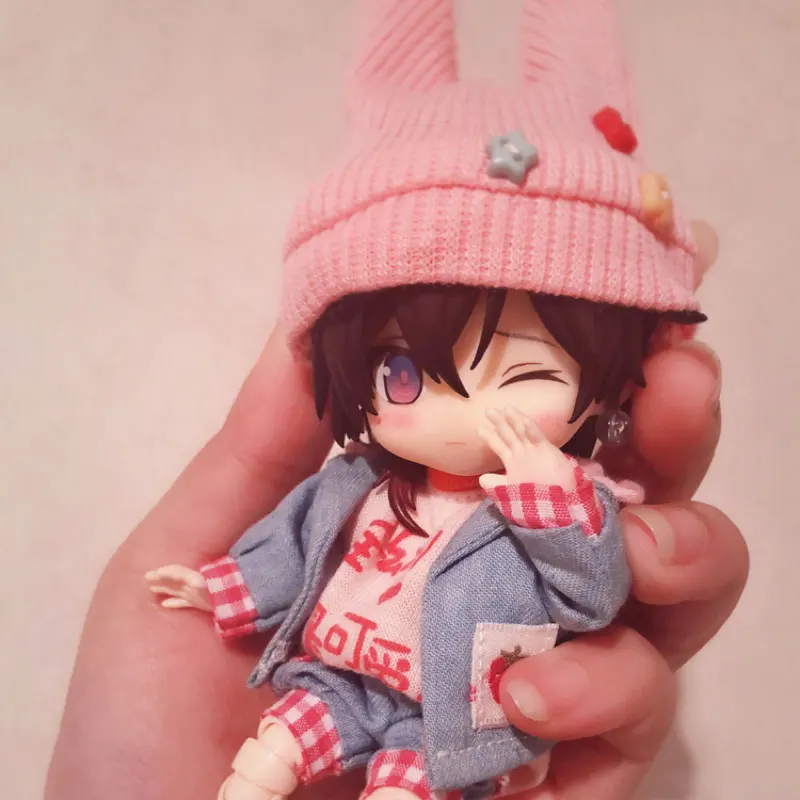 Ob11 baby clothes 1/12 bjd GSC DDF PICCODO plain denim suit doll clothes hat+coat+ pant Accessories gift