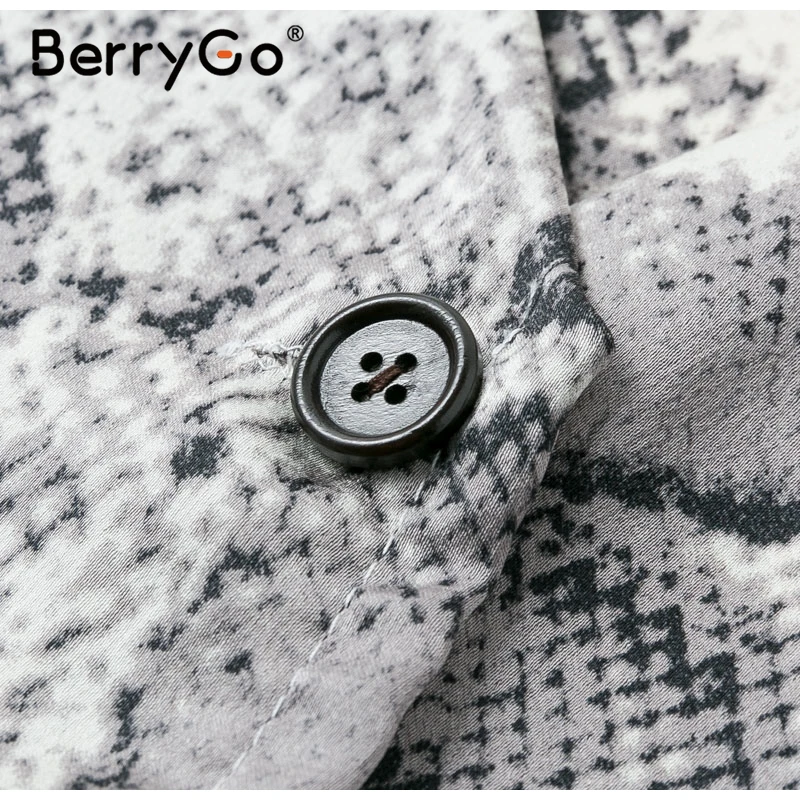 BerryGo, змеиный принт, женское летнее платье больших размеров, v-образный вырез, высокая талия, ТРАПЕЦИЕВИДНОЕ короткое платье, повседневное женское весеннее мини-платье на пуговицах