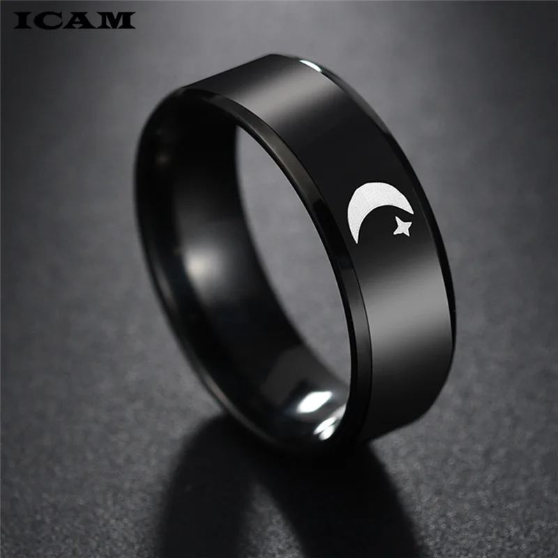 ICAM-anillo de acero inoxidable de titanio negro, luna, estrella, Islam,  anillos religiosos para parejas, joyería para amantes - AliExpress Joyería  y accesorios