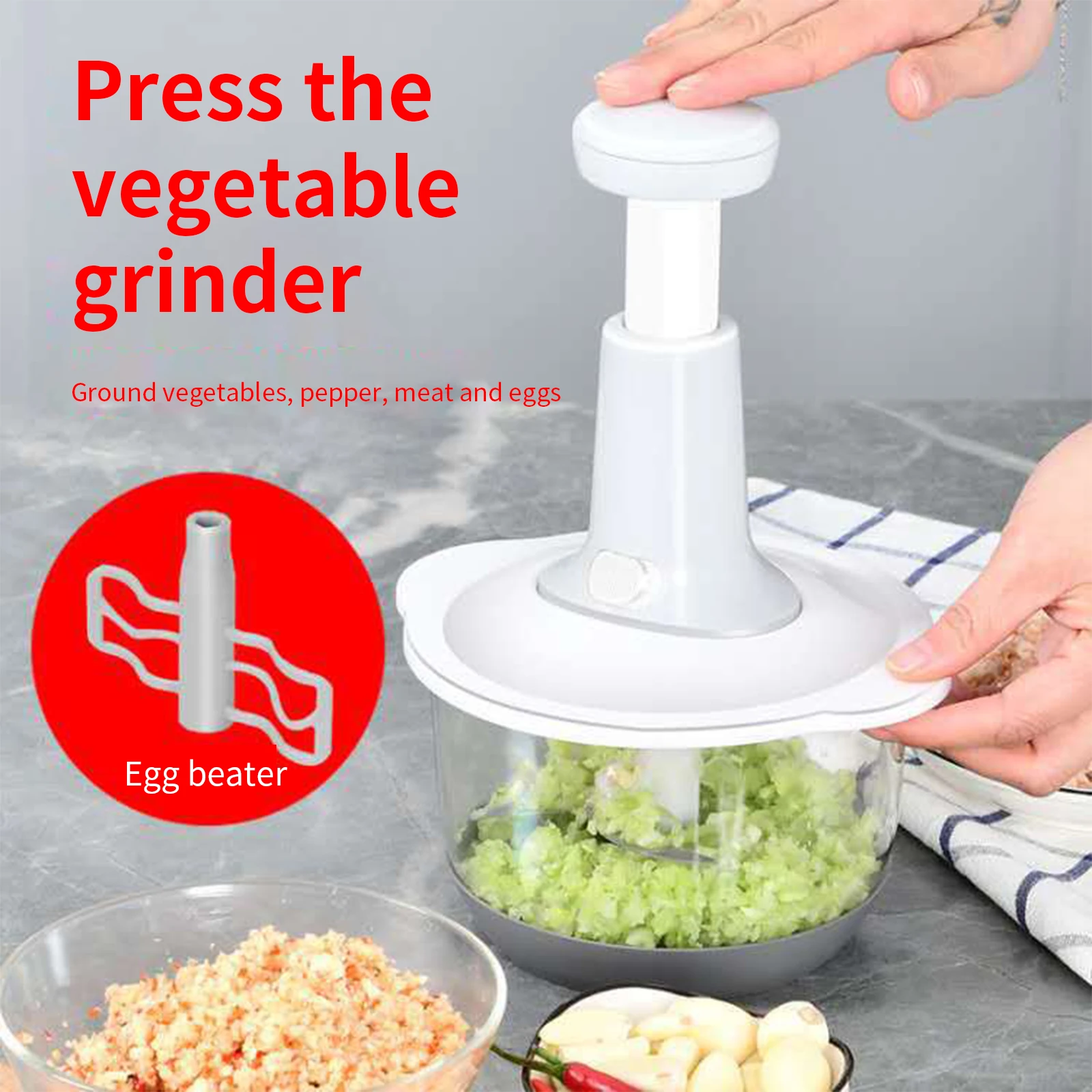 

Food Chopper, Household Manual Food Processor Mincing Machine Food Mixer for Meat Vegetables