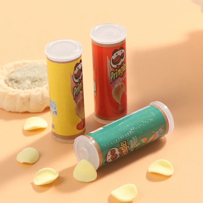 

1 set/3 pcs Mini Simulation Potato Chips Bottle Dollhouse Miniature Play Kitchen Food Pullip 1/6 Doll Toy