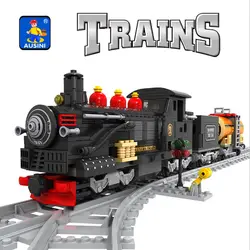 Строительные блоки серия город железнодорожная станция рельсы локомотив наборы строительные наборы Modle головоломки игрушки для детей
