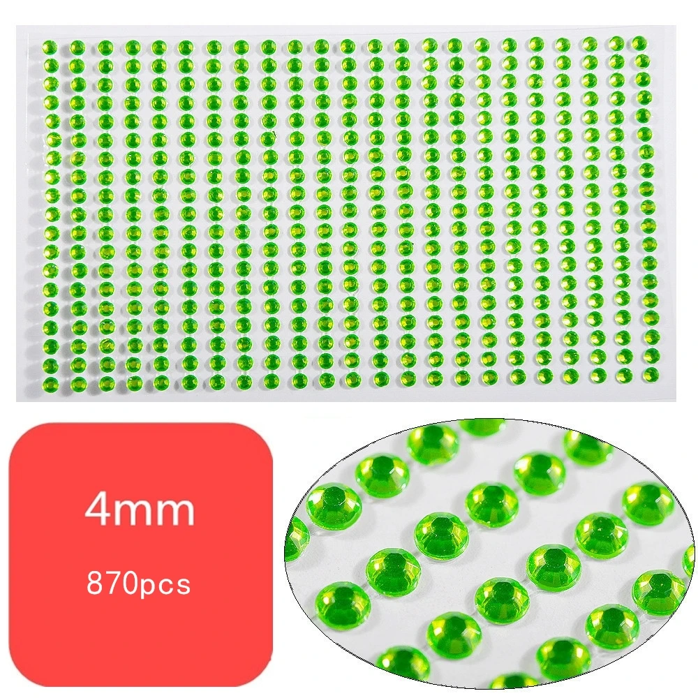Light green 3/4 мм самоклеющиеся Стикеры со стразами для ногтей ног дизайн аппликация Маникюр Скрапбукинг наклейки - Цвет: Light green