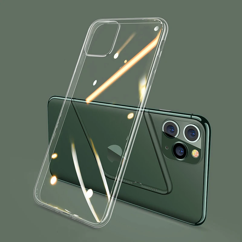 Transparent Силиконовый чехол для iPhone 11 прозрачный мягкий ТПУ ультра тонкий чехол для телефона чехол для iPhone 11 Por Max 11Pro полуночно-зеленый Coqu - Цвет: Transparent