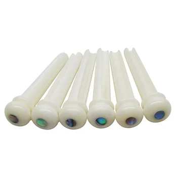 

6Pcs Real Bone Material Acoustic Guitar Bridge Pins With Pearl Shell Dot