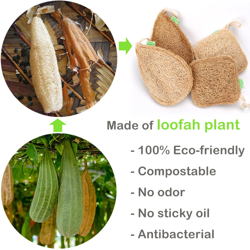 Eco Kitchen Sponge New Pure Handmade Multilayer Natural Loofah Scrubber Anti-oil Dish Cleaning Brush