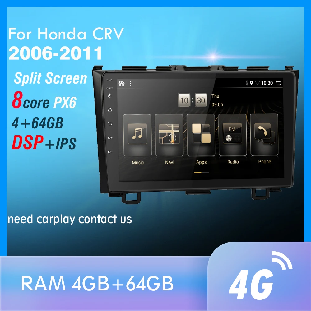PX6 Android 9,0 DSP Автомагнитола для Honda CRV CR-V 3 2006 2007 2008 2009-2011 мультимедийный плеер gps навигация wifi 4G 2din