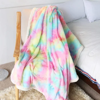 

New Rainbow Soft Warm Coral Fleece Blanket Winter Sheet Bedspread Sofa Light Thin Mechanical Wash Flannel Blankets
