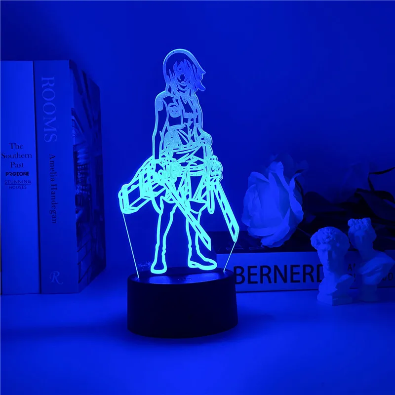 night lamp 3d Night Light Attack on Titan Mikasa Ackerman Figure Girl Nightlight for Dorm Room Decor Light Led Usb Battery Lamp Event Prize nite light Night Lights