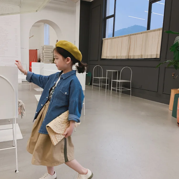 Tckids детская одежда настраиваемая 19 Весенняя Мужская и женская детская Универсальная Ретро джинсовая рубашка больших размеров может использоваться в качестве пальто