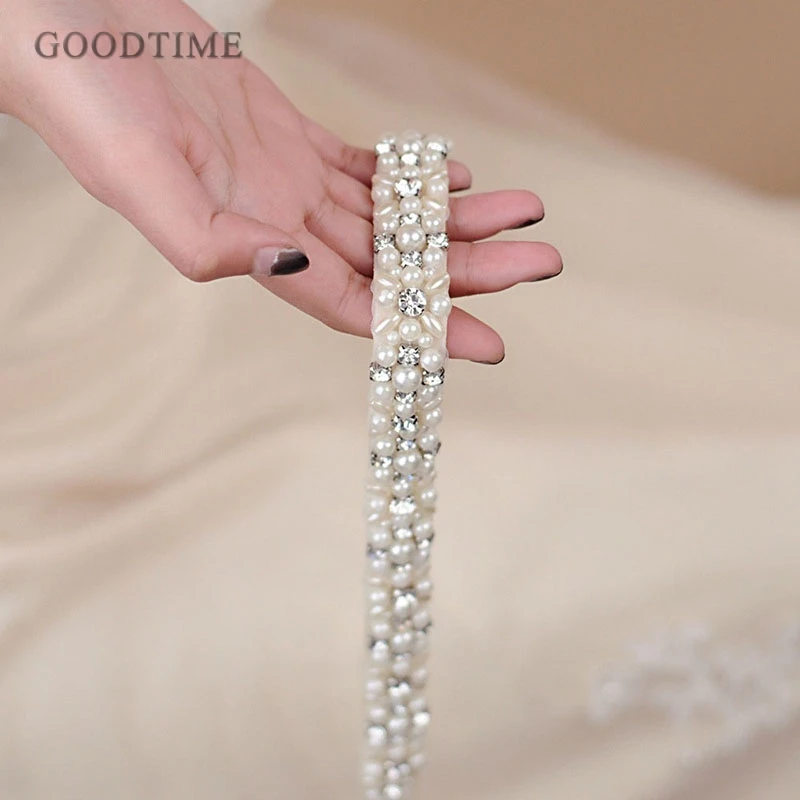 Noble Wedding Belt Bridal Satin Belts For Dresses With Rhinestones And Pearls Wedding Belt Thin Crystal Belt For Girl Dress Up