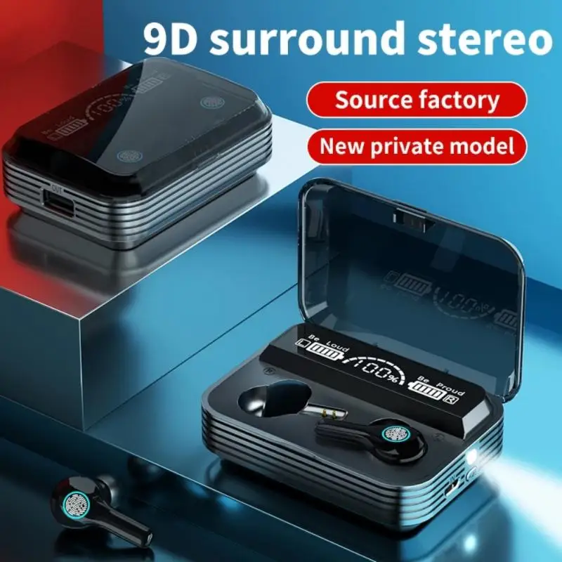 Bluetooth-compatible5.1 наушники с зарядным боксом Беспроводные 9D стерео Спортивные