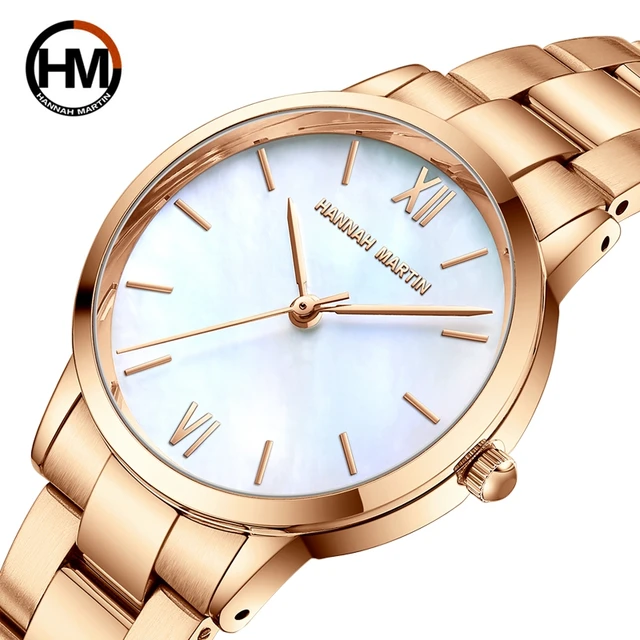 Introducing the 2021 NEW Japan Quartz Women Wristwatches Pearl Oyster Jade Stone White Shell Ladies Full Stainless Steel Classic Wrist Watches