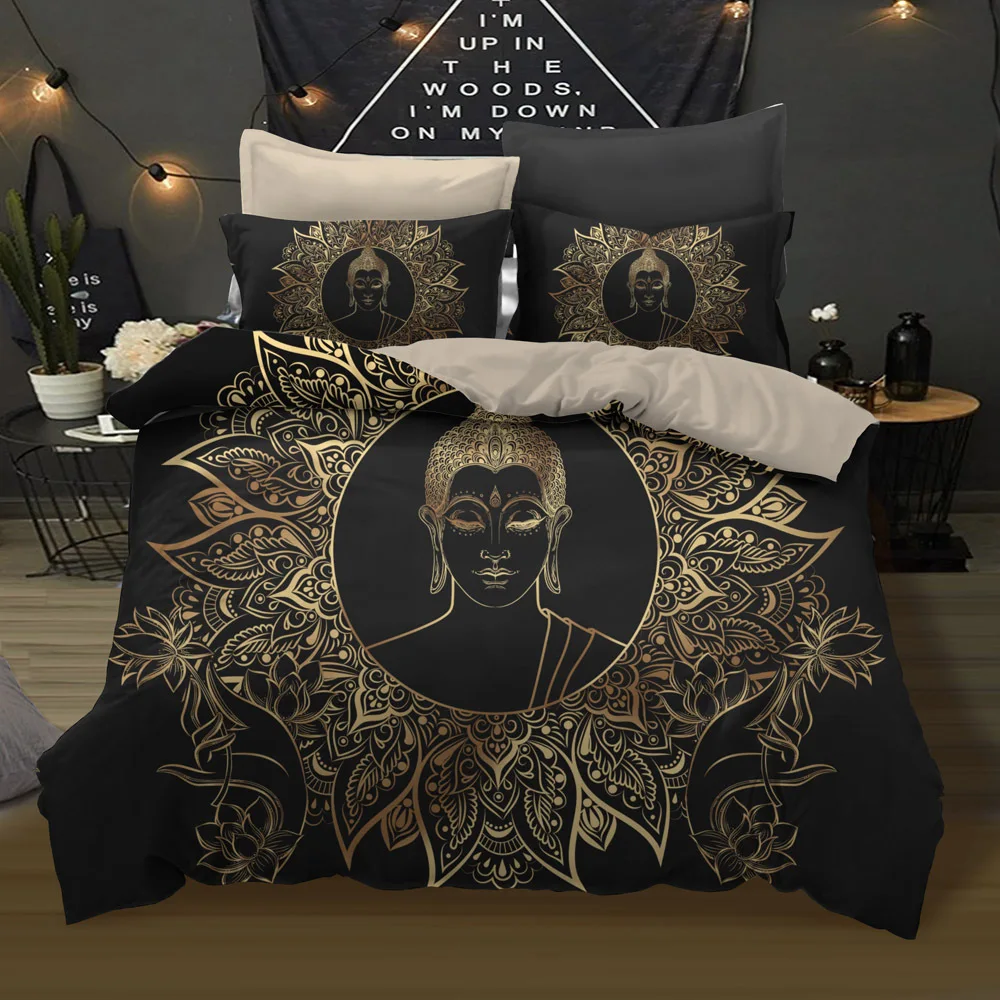 Комплект постельного белья с 3D принтом Будды для домашнее пуховое одеяло комплект с наволочкой Королева Король 12 размеров постельное белье Домашний текстиль Прямая
