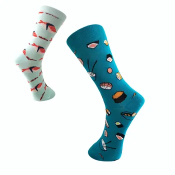 

New European and American personality couple in socks socks sushi salmon eating men trend socks cotton socks