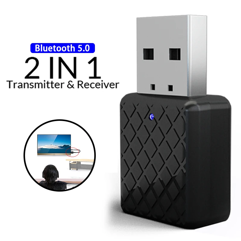 Bluetooth 5,0 адаптер USB передатчик 2 в 1 музыкальный аудио стерео приемник Bluetooth передатчик для ТВ ПК Автомобильный USB беспроводной адаптер