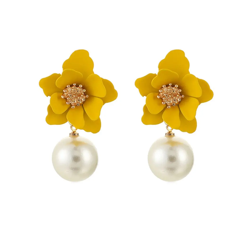 

Color Flower Earrings Female Korean Temperament Exaggerated Sen Gentle Gentle Earrings Cold Wind Earrings