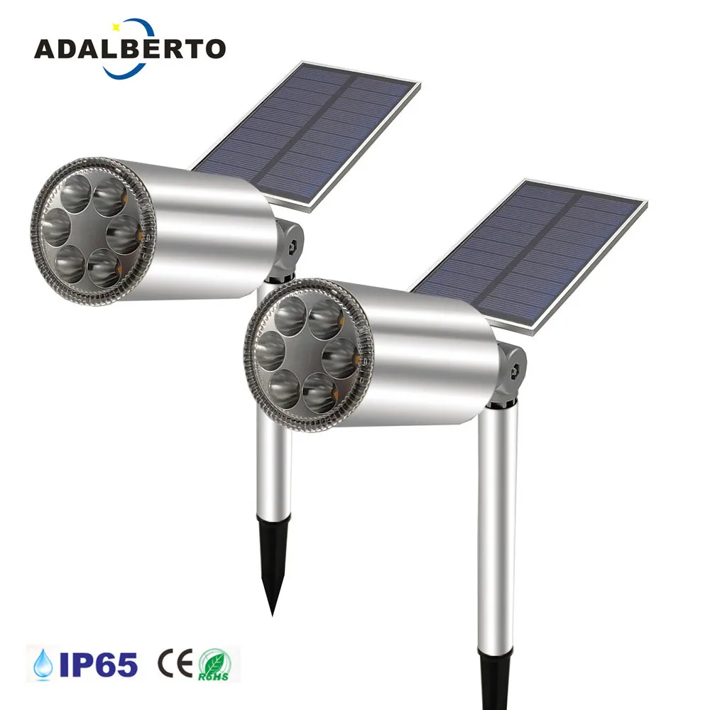 Solar Powered LED Lamp Adjustable Spotlight IP65 Waterproof Landscape Spot Wall Light Outdoor Lighting  Spike Light for Garden