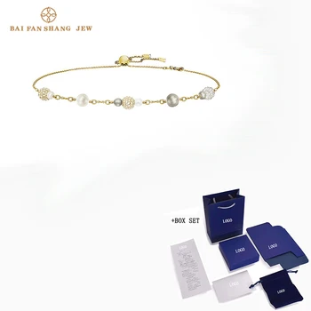 

2020 Fashion Jewelry SWA New LADY JANE Beam Necklace Color Charming Crystal Pearl Female Luxury Jewelry Party Romantic Gift