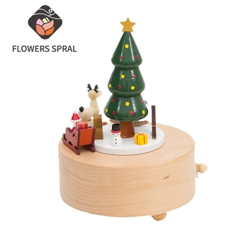 

Creative Rotating Wooden Music Box Christmas Tree Shaped Music Box Children Toy Decoration Cute Birthday Gift Christmas Gift