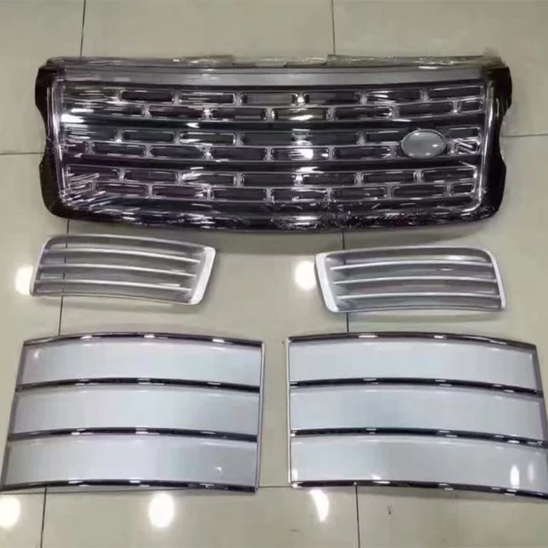 

5 PCS/SET Silver Front Bumper Hood Center Grille With Air Vents Kit for Land Rover Range Rover Vogue 2014 2015 2016