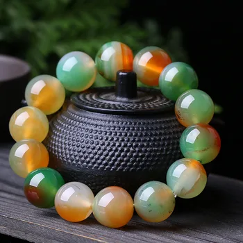 

Natural Color Agate 6-14MM Beads Elastic Bracelet Charm Jadeite Jewellery Fashion Hand Knitted Lucky Man Woman Amulet Gifts