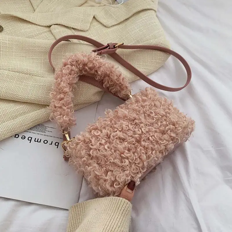 Pink Велюровые сумки через плечо для женщин роскошные сумки женские сумки дизайнерская сумочка клатч плюшевая сумка на плечо Mujer Bandolera Torebki - Цвет: Pink