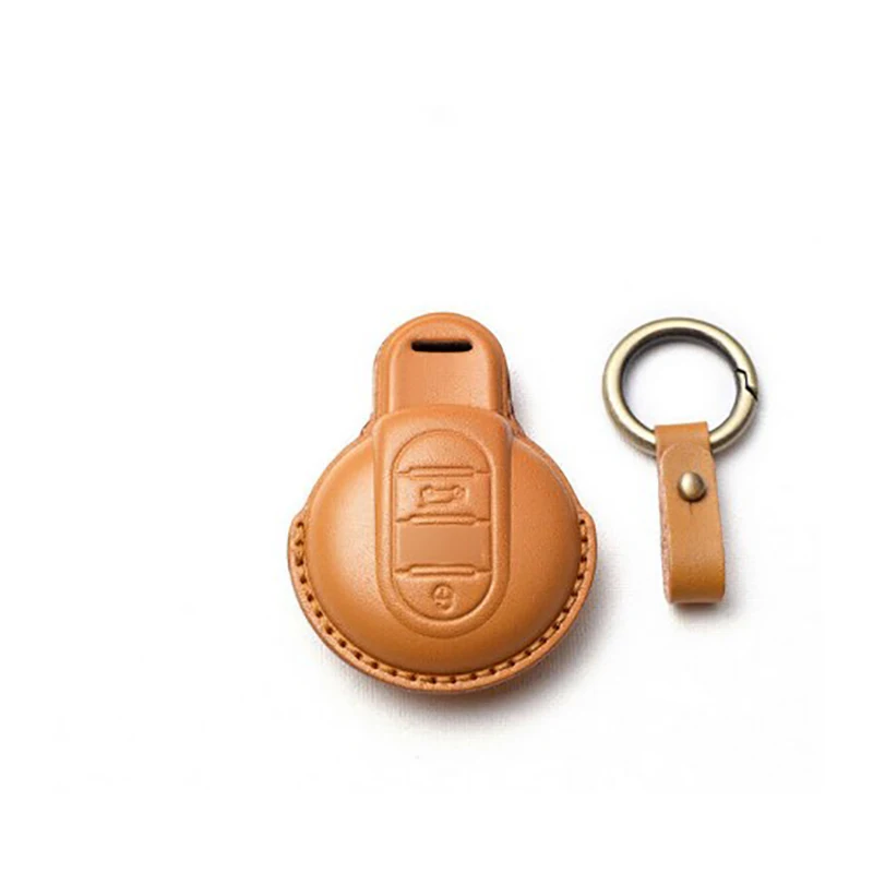 

Car Leather Remote Key Case Fob Cover Keychain Bronw For MINI Cooper Clubman Hardtop Hatchback Countryman F54 F55 F56 F57 F60
