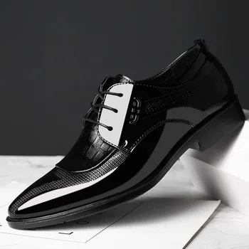 

Mens Dress Shoes Fashion Pointed Toe Lace Up Men's Business Casual Shoes Brown Black Leather Oxfords Shoes Big Size 38-48 Brand
