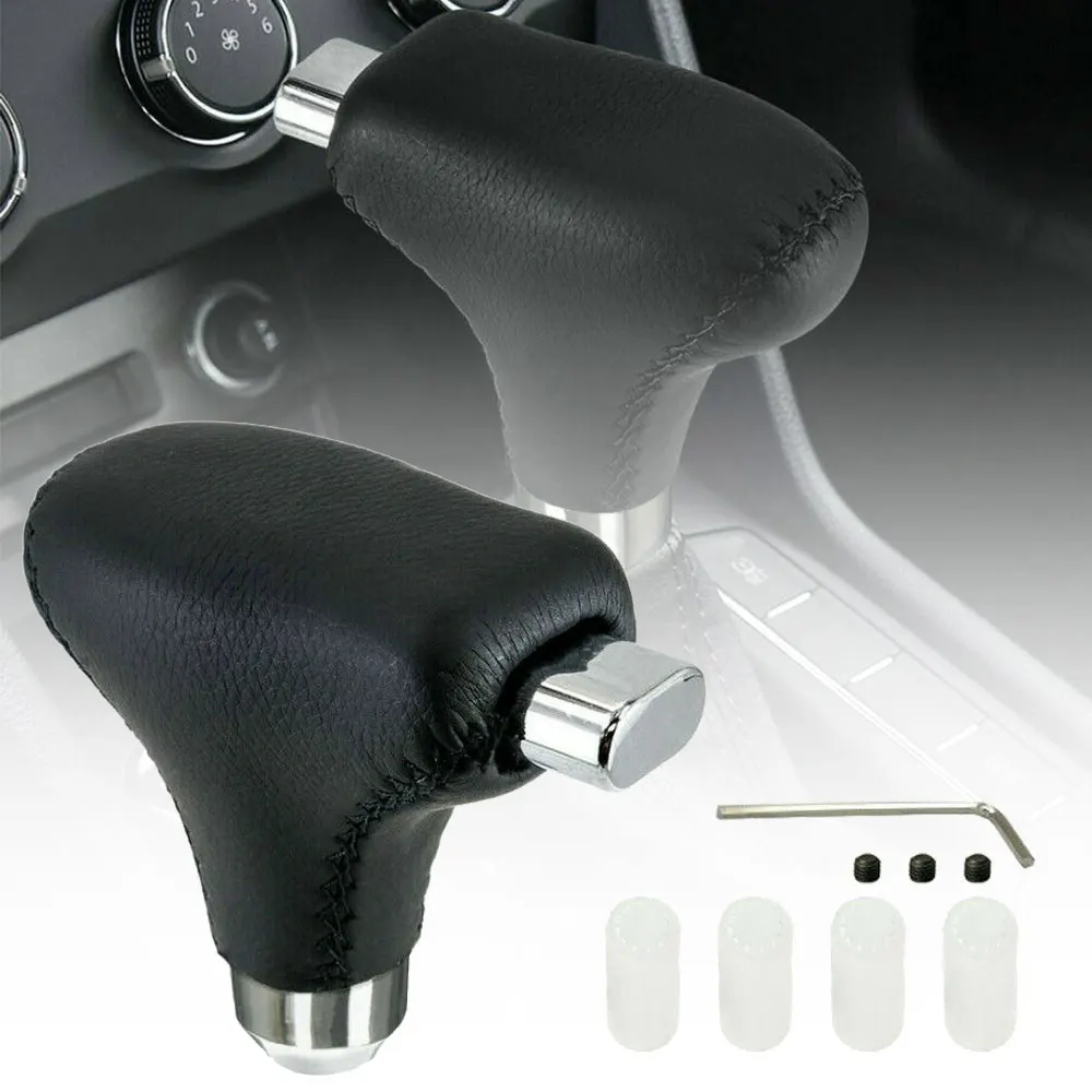 Universal Car Leather Automatic & Manual Gear Shift Knob Shifter Handle Lever Stick Black