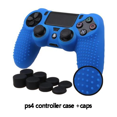 Blue-caps Для PS4 силиконовый чехол для контроллера Противоскользящий геймпад защитный чехол для sony playstation 4 ps4 DS4 Pro Slim - Цвет: Blue-caps