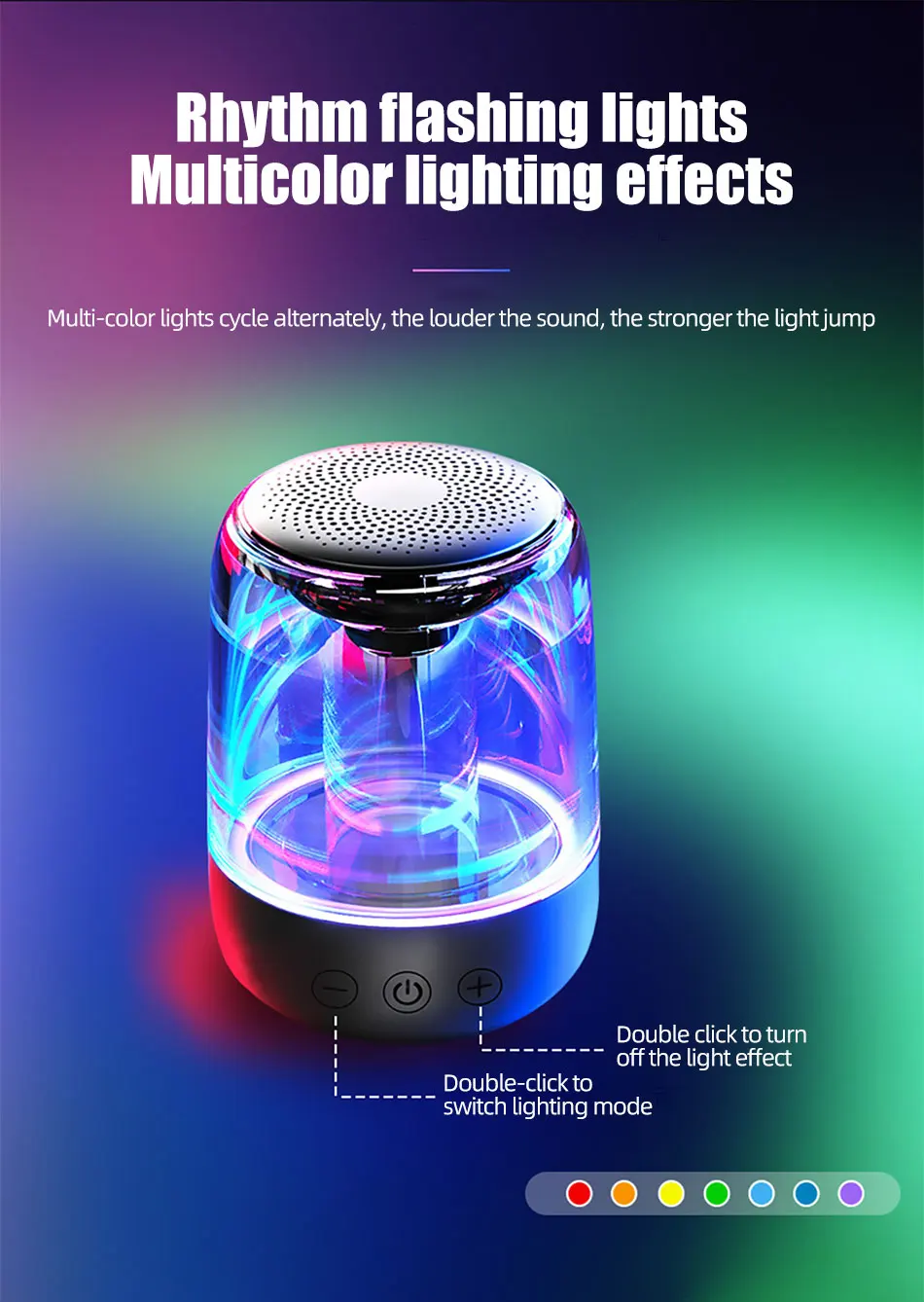 !ACCEZZ Bluetooth Speaker Portable Wireless Loudspeaker Waterproof Stereo Column Romantic Colorful LED Support TF Card with Mic (5)