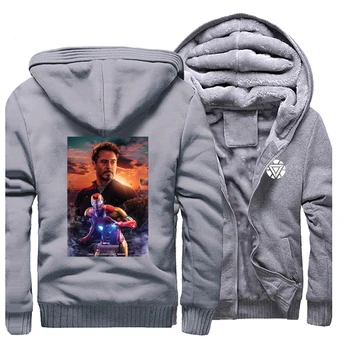 

Men Windproof Marvel Anime Pattern Casual Fleece Coat Sportswear Clothing Hoodies Fashion Winter Hip Hop Streetwear
