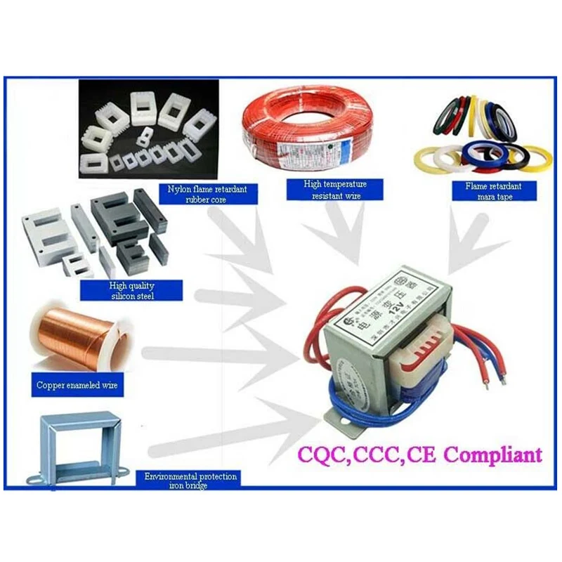Power Transformer AC 6V-36V Output 2W Copper Core Input 220V Single/Dual Voltage
