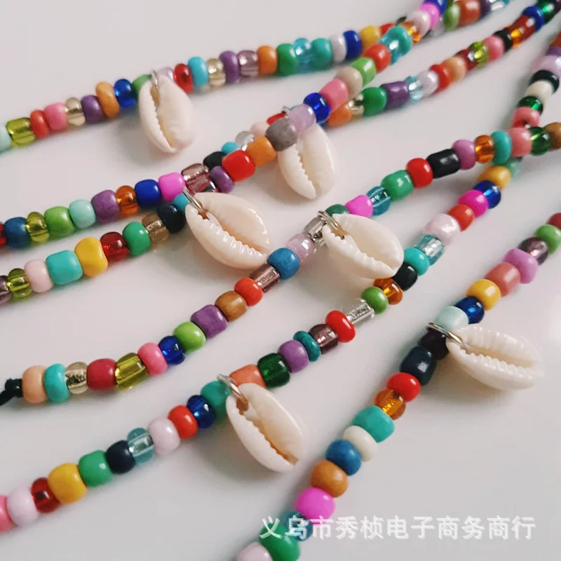 

Show Frame Simple Beach Anklet Colorful Color Mixture Bead Shell Foot Chain Women's Simple Single Layer Accessories