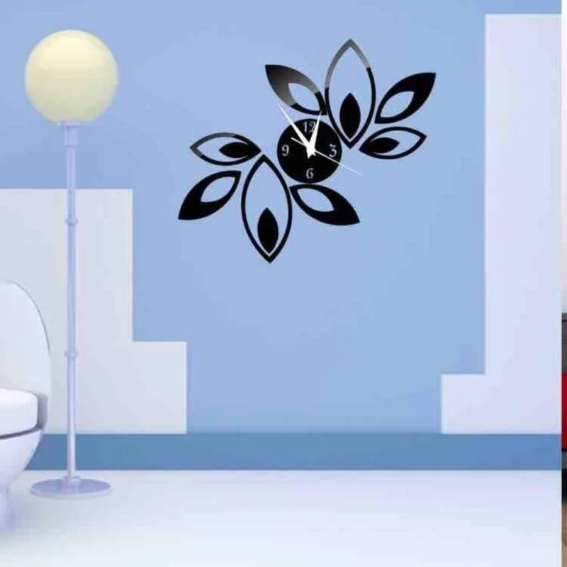 cheap 1Set Acrylic Hanging Clock Creative Lotus Mirror Wall Sticker DIY Mural Decal Home Decor Lovely and Elegant Beautiful 1mm