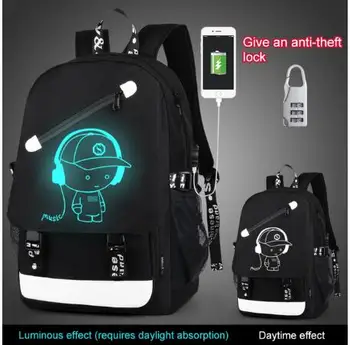 

Children school bags boy girls Anime Luminous school backpack waterproof kids book bag USB Charging Port and Lock School Bag