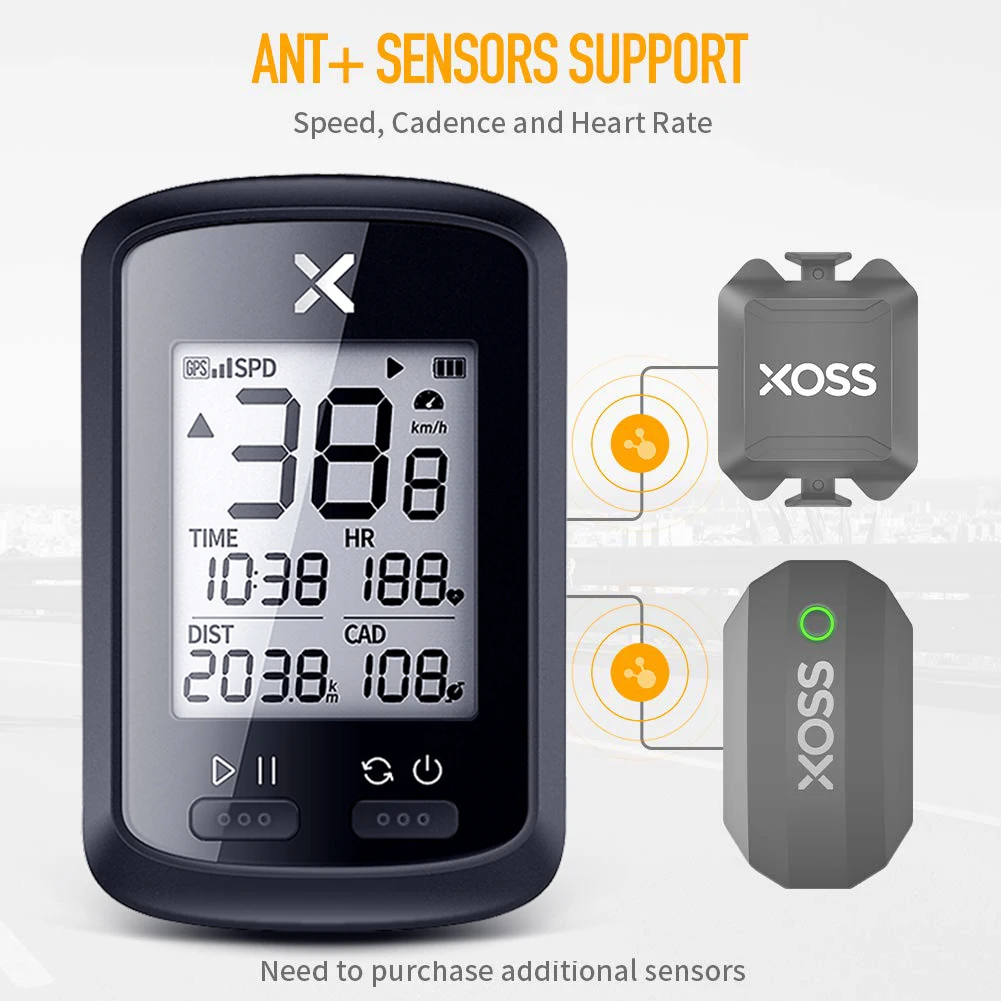 XOSS GPS Bike Computer G+ Wireless Cycling Speedometer Road MTB Waterproof Bluetooth ANT+ Cadence Speed Cycle Bicycle Computer XOSS GPS Bike Computer G+ Wireless Cycling Speedometer Road MTB Waterproof Bluetooth ANT+ Cadence Speed Cycle Bicycle Computer
