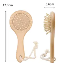 1PC Wholesale Natural Round Baby Hair Brush Wood Detangling Hairbrush Private Logo Free Round Hair Brush For Kids and Children